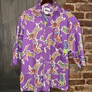 VINTAGE 90’s ORIGINAL JAMS SURF LINE HAWAIIAN SHIRT Purple Dancer/Skater Med EUC